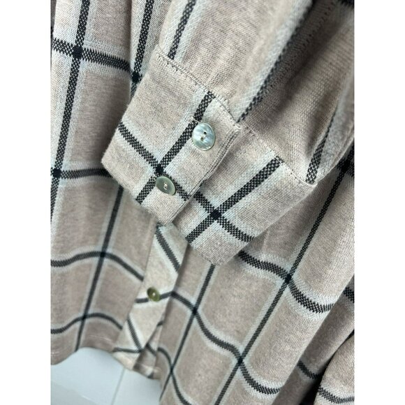 Soft Surroundings Women's Top M Plaid Pink Gray Thick Warm Button Up Long Sleeve - Picture 5 of 10